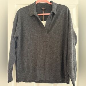 Quince Charcoal V-Neck Sweater